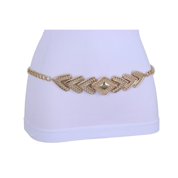 Women Fashion Belt Hip Waist Gold Metal Chain Arrowhead Charm XL XXL