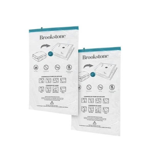 Brookstone BKH1411, 2pc Extra Large Vacuum Bag Set/Clear