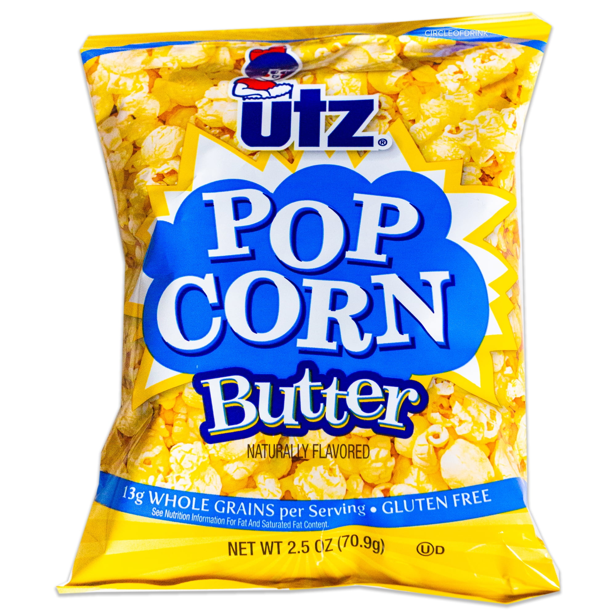 Utz Butter Popcorn - (12, 2.5oz bags) - Variety Pack - Utz BBQ Corn Chips (1, 3.5oz bags) - Buttery, Delicious, Crunchy Popcorn - 13 bags total
