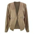 thumbnail image 4 of CILENON Long Cardigans for Women Trendy Women's Casual Jackets Suit Long Sleeve Zipper Cardigan Business office Short Coat (Khaki,S), 4 of 8