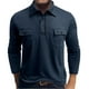 thumbnail image 1 of pstuiky camisa de manga larga para hombre, Camiseta informal de manga larga con botones y bolsillos dobles para hombre camisetas de hombre m, 1 of 6