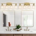 thumbnail image 5 of 4 Light Bathroom Light Fixtures, Brass Vanity Lights for Bathroom with Clear Glass Shades, Modern Bathroom Wall Sconces for Mirror Living Room Cabinet, 5 of 6