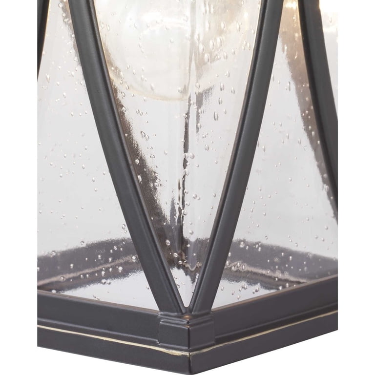Progress Lighting Haslett 1-Light Outdoor Wall Lantern – Clear Seeded Glass, Antique Pewter, Farmhouse Coastal Style