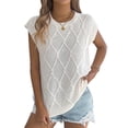 thumbnail image 3 of Women Round Neck Sweater Vest Sleeveless Summer Casual Shirts Knit Tank Top Color L, 3 of 9