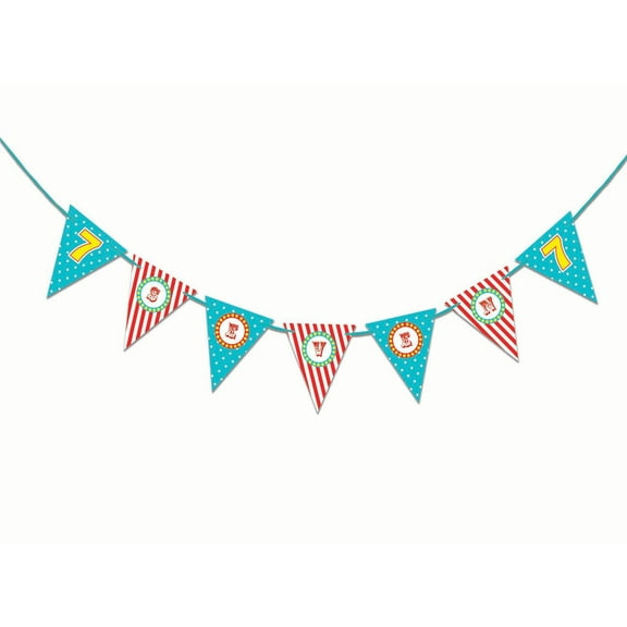 Inkdotpot Pre-StrungBirthday BannersI Am SevenBirthday Banner For Kids Gender Neutral Party Supplies For Boy Or Girl
