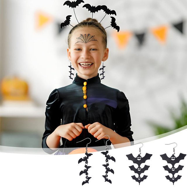 Pendientes Acrílicos Negros con Colgantes para Halloween | Joyería para Mujer | Acrílico Ligero | Ambiente de Halloween | Regalo Ideal para Halloween