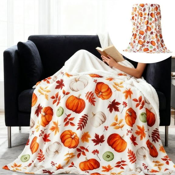 Weighted Blankets,Pumpkin Plaid Plush Blanket Lightweight And Soft Bedding Flannel Blanket