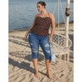 thumbnail image 3 of Gocolloa Plus Size Capris for Women 17" Inseam Stretchy Capri Jean Shorts High Waisted Cropped Pants Royal Blue 26W, 3 of 6