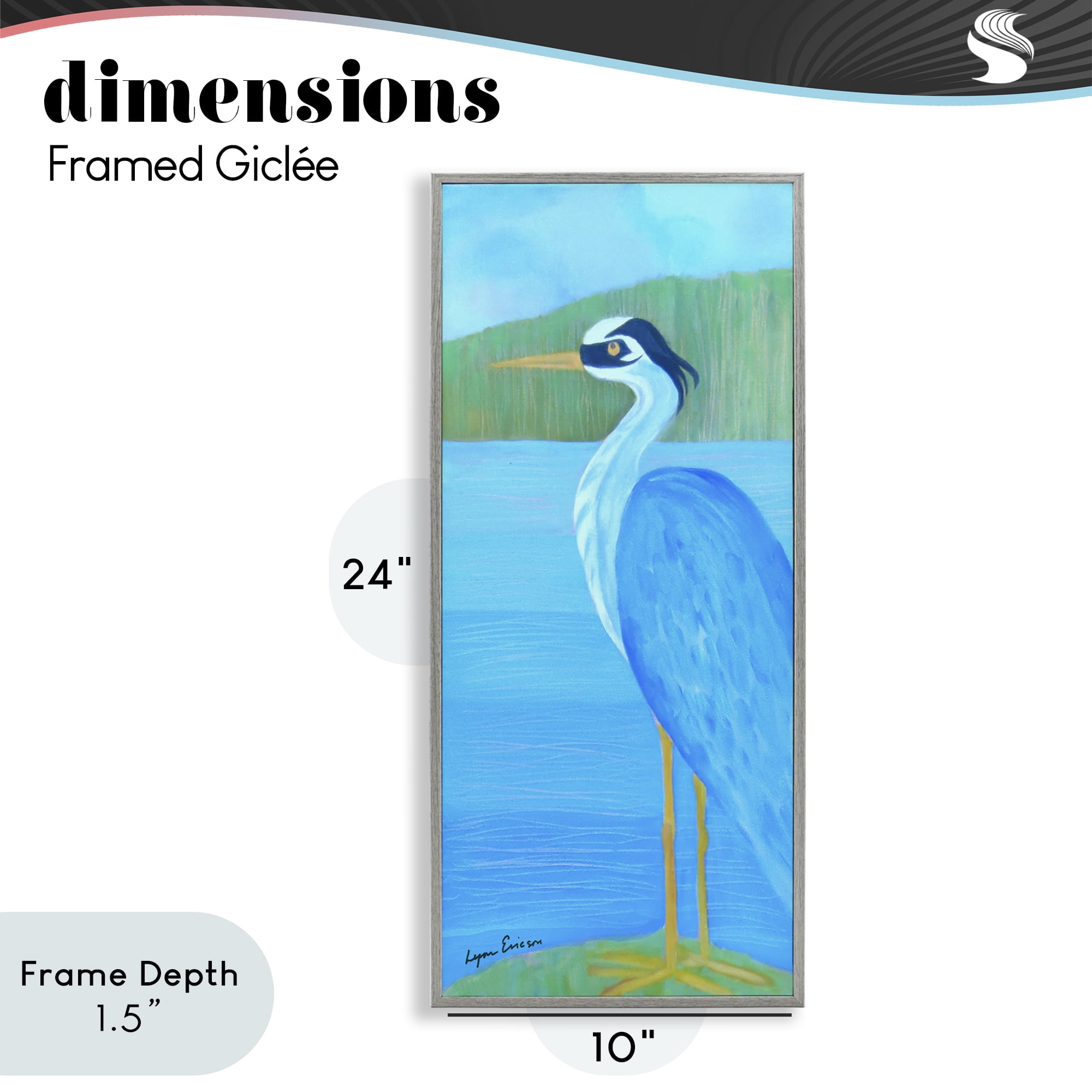 Stupell Industries Great Blue Heron Gray Framed Giclee Art, design by Lynn Ericson Fine Art