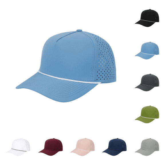 2026 Mens Quick Dry Water Resistant Baseball Cap Breathable Perforated Mesh Trucker Hat Outdoor Lightweight Golf Running Travel Sun Ball Cap Blue