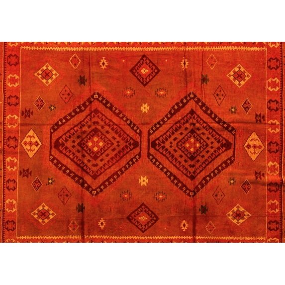 Ahgly Company Machine Washable Indoor Rectangle Southwestern Yellow Country Area Rugs, 8' x 12'