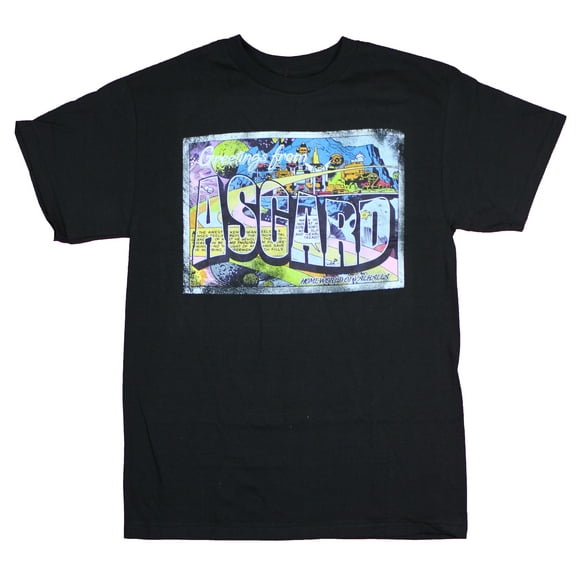Thor Mens T-Shirt - Greetings from Asgard Postcard Shirt (Small)