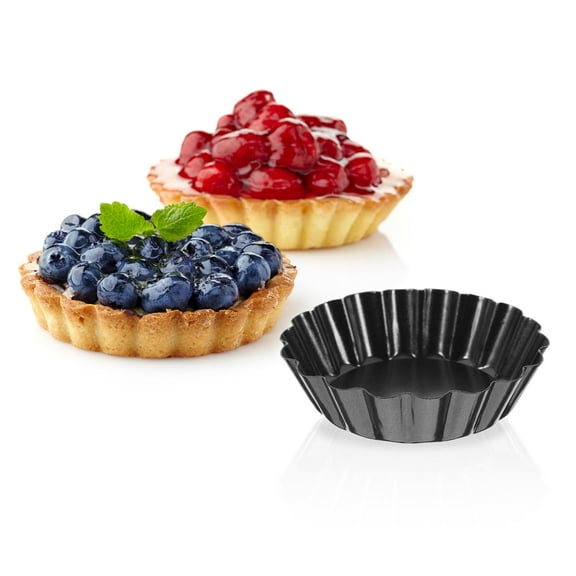 MUSEYA 8pcs Mini Pie Pan Carbon Steel Removable Bottom for Christmas Celebrations
