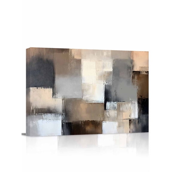 Grey Brown Abstract Wall Art for Living Room,Canvas Picture Wall Decor for Bathroom Bedroom,Oil Painting Color Blocks Painting Artwork for Office Kitchen Hallway Dining Room Home Decorations 20"x24"