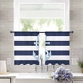 thumbnail image 2 of Navy Blue Stripe Nautical Sheer Curtains 54 Inches Length 2 Panels Set, Window Sheer Curtains for Living Room/Bedroom, Aqua Anchor Summer Coastal Light Filtering Rod Pocket Curtain 52'' x 54'' x 2, 2 of 7