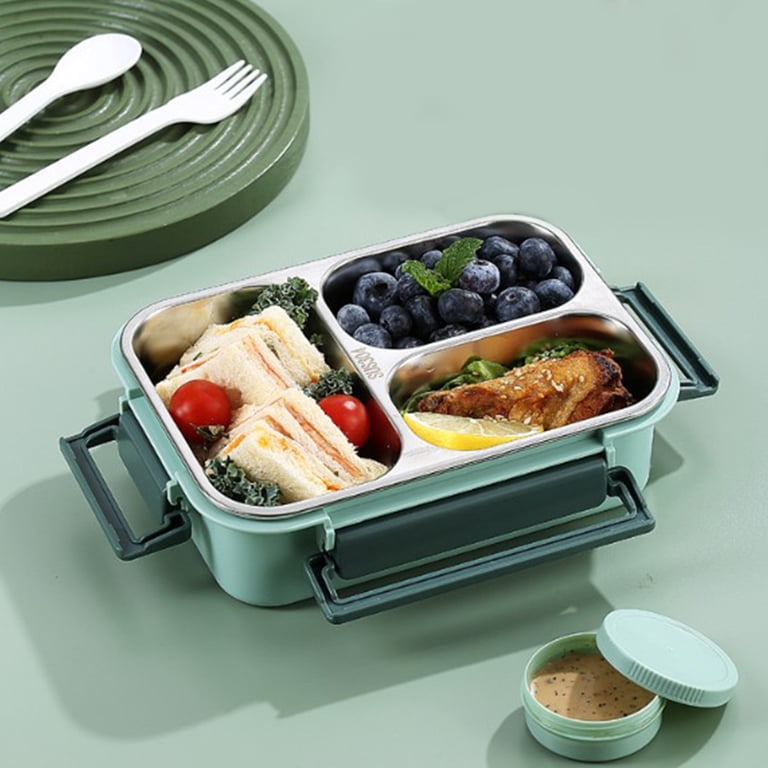 College Supplies, Large Capacity Portable Lunch Box 304 Stainless Steel Microwaveable Lunch Box for Students and Office Workers, 8x6x2inch