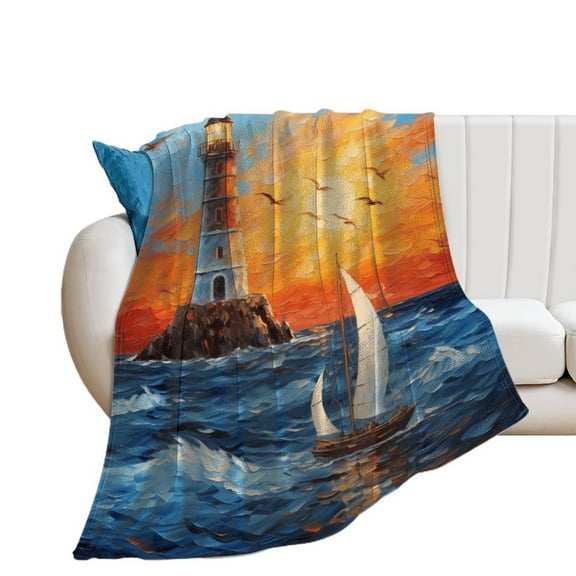 Lighthouse Coast Scenery Blanket for Bed Throw Blanket for Women, Men And Kids Super Soft Plush Blanket Throw, Print Blanket, Blanket for Kids