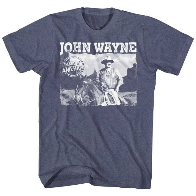 John Wayne Hollywood Icon Actor Made In America Horse Adult T-Shirt Tee
