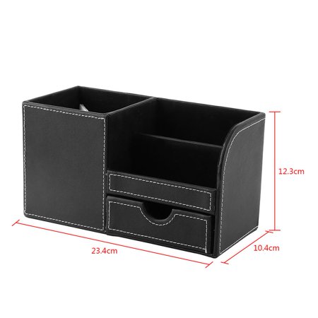 Herwey Leather Storage Box Office Storage Box 1pc Wooden Leather