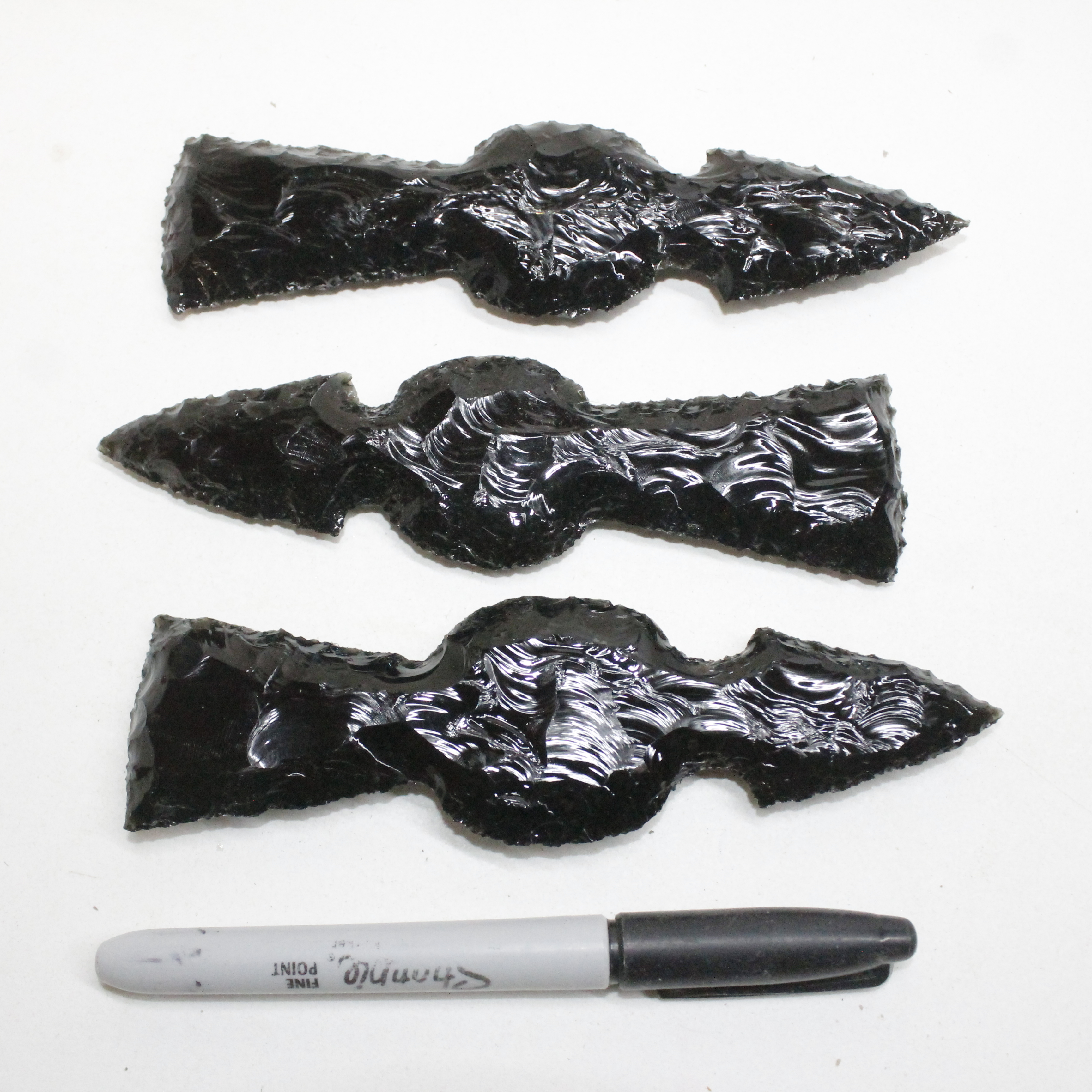 3 Obsidian Ornamental Tomahawk Heads #1410  Ax Axe Hatchet