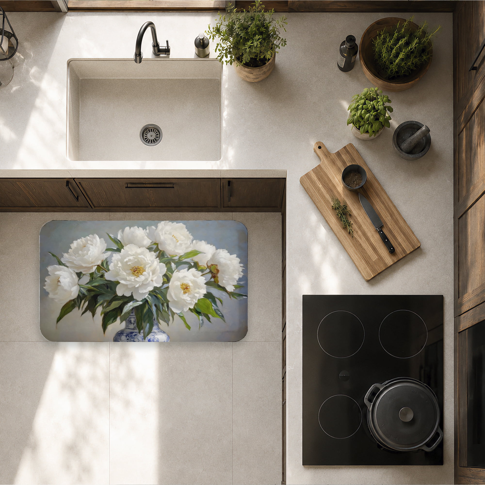 Stupell Industries Peonies In Full Bloom Printed Anti-Fatigue Floor Mat, design by Petals Prints Design