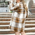 thumbnail image 4 of Taqqpue Women's Oversized Long Sleeve Shirts Dress Plus Size Button Down Plaid Shirts Casual Lantern Sleeve Mini Dress Loose Lapel Shacket Coat Outwear Blouses Tunic Tops Tunic Shirt Dresses for Women, 4 of 8