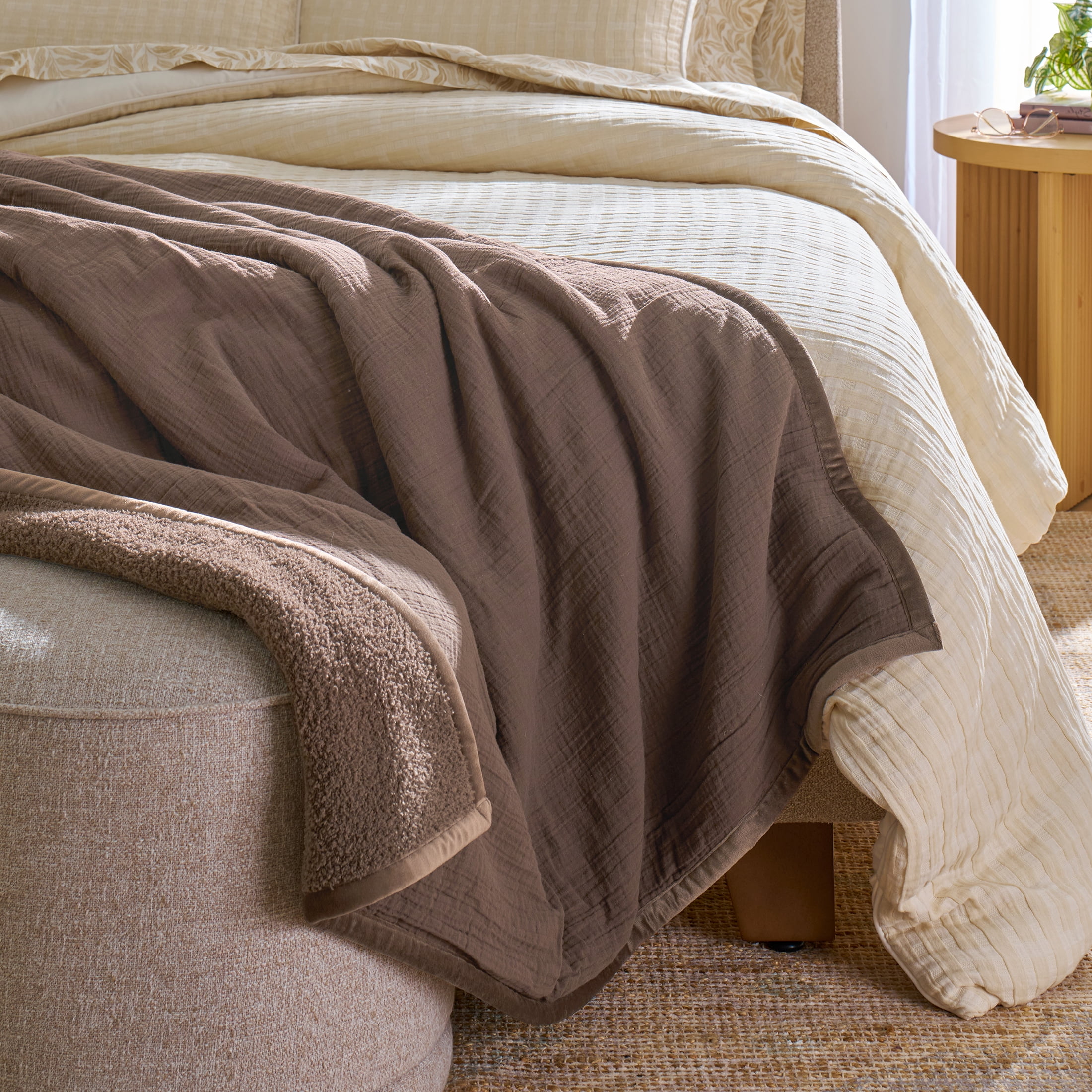 Better Homes & Gardens Super Soft Oversized Couch Throw Blanket, Brown Basket