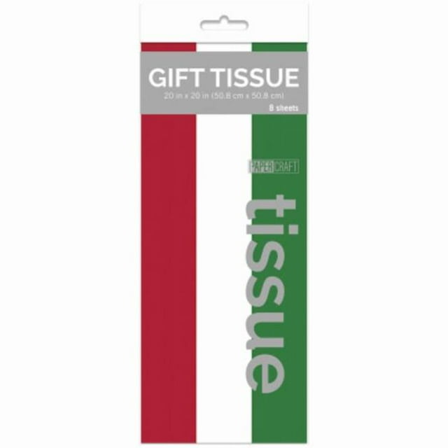 IG Design Group Americas 274744 20 x 20 in. Papercraft Color Tissue Paper, Red, Green & White - 8 Count