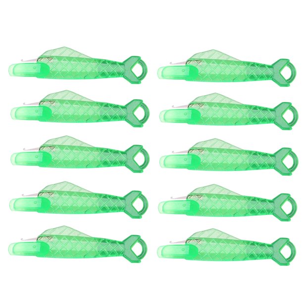 Juego de 10 enhebradores de agujas de plástico para manualidades y artesanía, con forma de pez