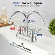Coliware 2-Handle Centerset Bathroom Sink Faucets, Lead-Free Stainless Steel Bathroom Faucet Monomando Brush Nickel with Pop-Up Drain 2 Water Supply Hoses for 3 Hole Sink, Close Faucet Bathroom Set