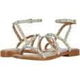 thumbnail image 2 of Steve Madden Travel Bone Pearl Ankle Strap Pyramid Embellished Flat Sandals (Bone Pearl, 6), 2 of 7