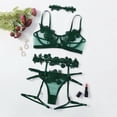 thumbnail image 3 of Clearance Sale 2025 Intimates Underwire Bra Embroidery Thong Underwear Garter Belt G-String Neck Ring, 3 of 9