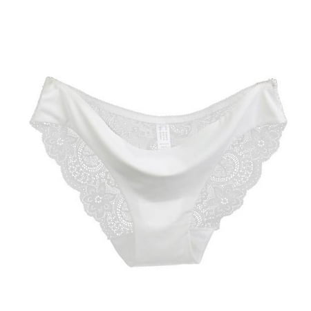 Betiyuaoe Women Underwear Briefs lace Seamless Cotton Panty Hollow White/XL Panties