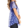 thumbnail image 4 of Sakkas Petra Women's Casual Loose Flared Corset Short Sleeve Lace Blouse Top Tunic - Blue - Plus Size, 4 of 5