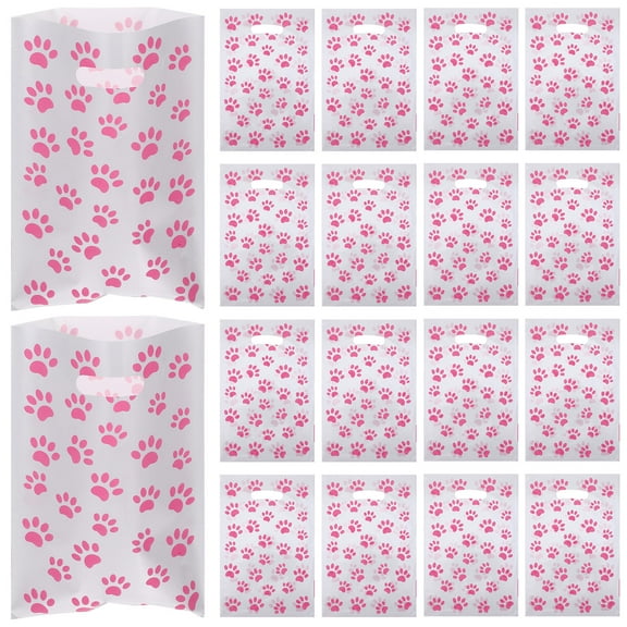 Worgeous 50Pcs Dog Paw Pattern Bags Handheld Gift Bag Party Favors Bag Holiday Goodies Pouches