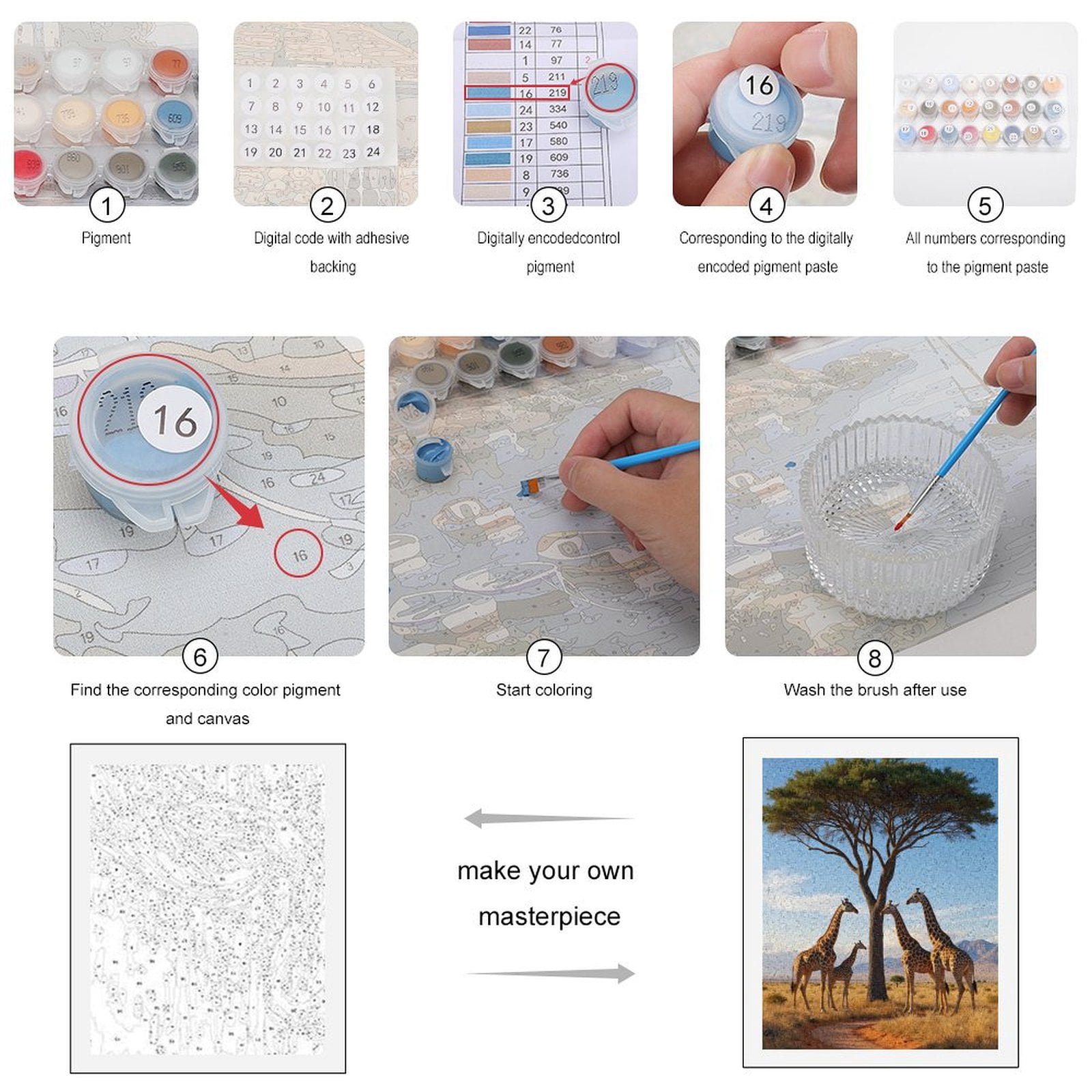 Paint By Numbers Kit for Adults Beginner - Giraffes Under Acacia Tree Plains DIY Canvas Painting Kits for Adults, Frameless Paint By Number for Adults for Home Wall Decor 16x20 Inch