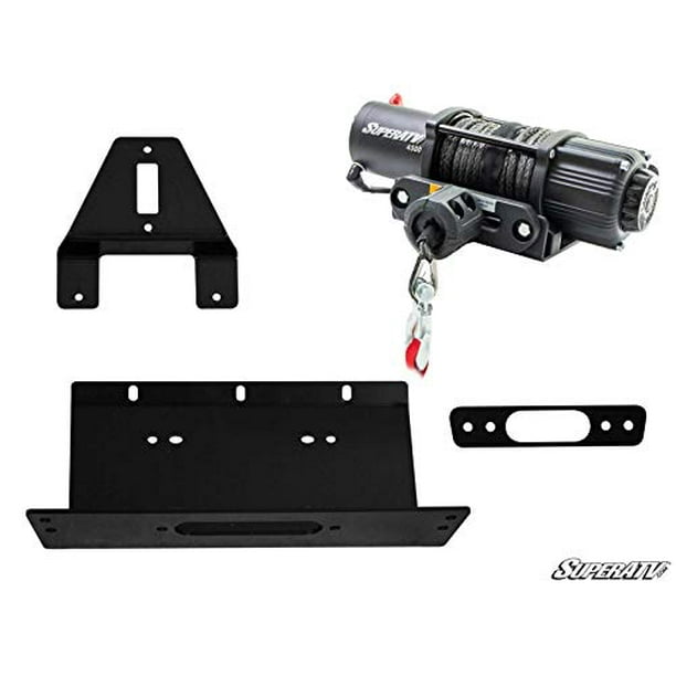 SuperATV Black Ops 4500 LB Winch with Winch Mounting Plate for Polaris