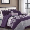 thumbnail image 2 of JML Cal King Size Comforter Set 7 piece, Purple & Grey, Embroidered Floral Design Comforter, 2 of 5