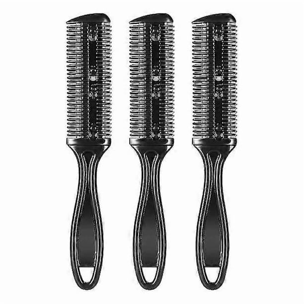 Hair Cutting Comb, Double Sided Hair Cutting Comb with Stainless Steel Blades, 3-Pack (Black)