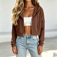 thumbnail image 5 of Bovxnpu Womens Zip Up Hoodies Oversized Sweatshirts Hooded Drawstring Long Sleeve Sweatshirt Zipper Pocket Casual Coat Fall Outfits, 5 of 9