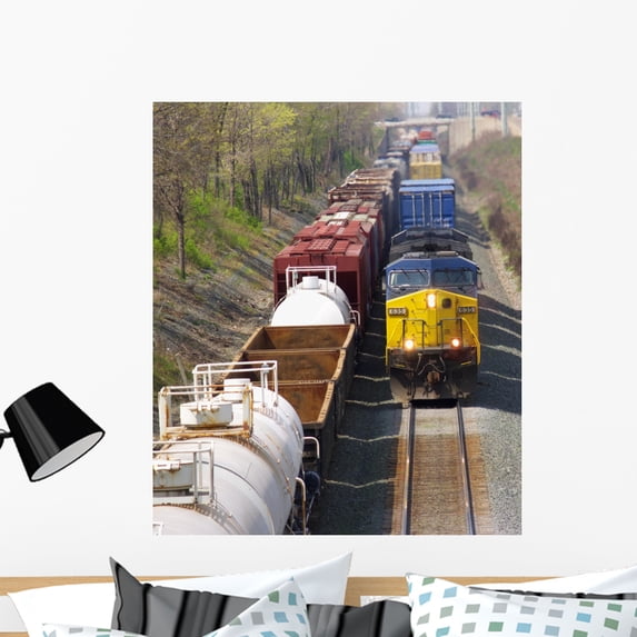 Oncoming Train Wall Mural by Wallmonkeys Peel and Stick Graphic (36 in H x 31 in W) WM254095