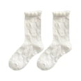 thumbnail image 4 of OOOUM Women Embroidery Mid Calf Socks Crochet Ruffle Trim Crew Socks Fashion Sweet Ankle Socks Red, 4 of 4