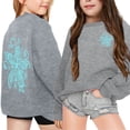 thumbnail image 2 of LUOGENLI Hoodies Sweatshirt Girls Hoodies Size 14-16 Front Zipper Girls' Fashion Casual Printed Long Sleeved Hoodie Top Girls Hoodies Size 6-7 Hoodies for Girls 10-12 Baggy Light Gray 8-9 Years, 2 of 7