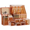thumbnail image 1 of Youdepot Encimera organizadora de maquillaje de vidrio templado - Organizador de cosméticos multifuncional 3 en 1 para pinceles de lápiz labial para el cuidado de la piel - Organizador de tocador y or, 1 of 2