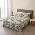 thumbnail image 2 of Linery & Co. Rustic Lodge Velvet Plush 4-Piece Sheet Set Olive Enchanted Woods Queen, 2 of 5