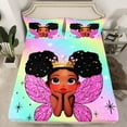 thumbnail image 2 of jejeloiu Gradient Colorful Twin Sheet Sets,Cute Kawaii Princess Twin Fitted Sheet,Cartoon Black Girly Flat Sheet For Kids,Super Cozy Room Decor,3pcs, 2 of 7