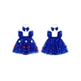 thumbnail image 2 of Lairauiy Baby Girls Independence Day Romper Dress 3 6 9 12 18 Months Flying Sleeve Star Embroidery Mesh Bodysuit with Headband for 4th of July, 2 of 9