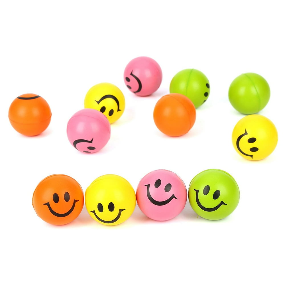 BC736 12ct 2 Inches Neon Smile Face Stress Balls, Stress Ball, Stress ...