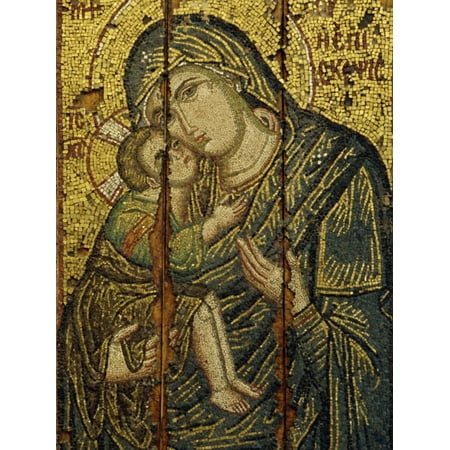 14th Century Icon of the Virgin Episkepis, in the Byzantine Museum in Athens, Greece, Europe Print Wall Art By Gavin