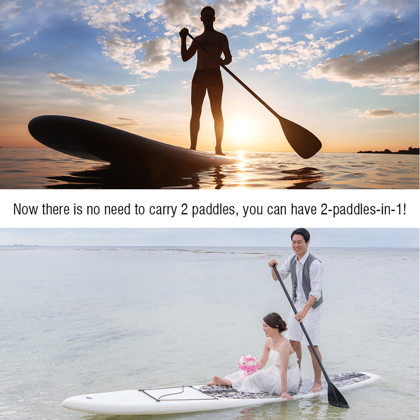 Yajisi Surfboard SUP 2 Section Aluminum Adjustable Paddle for Boating Kayaking Surfing, Lightweight Watercraft Oar, 34.25 in / 87.00 cm